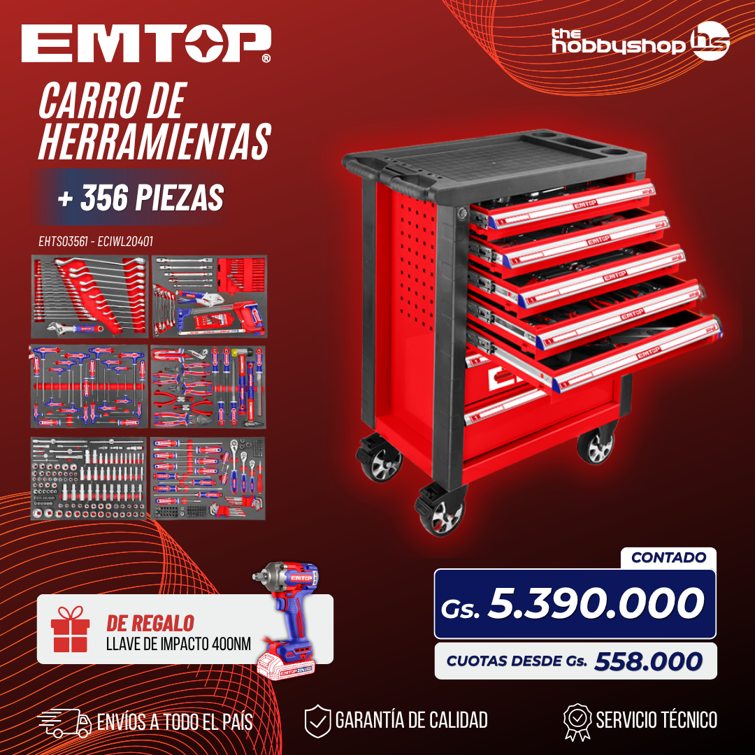 Carro Herramientas. 7 Cajones + Llave de Impacto 1/2" BL 400Nm