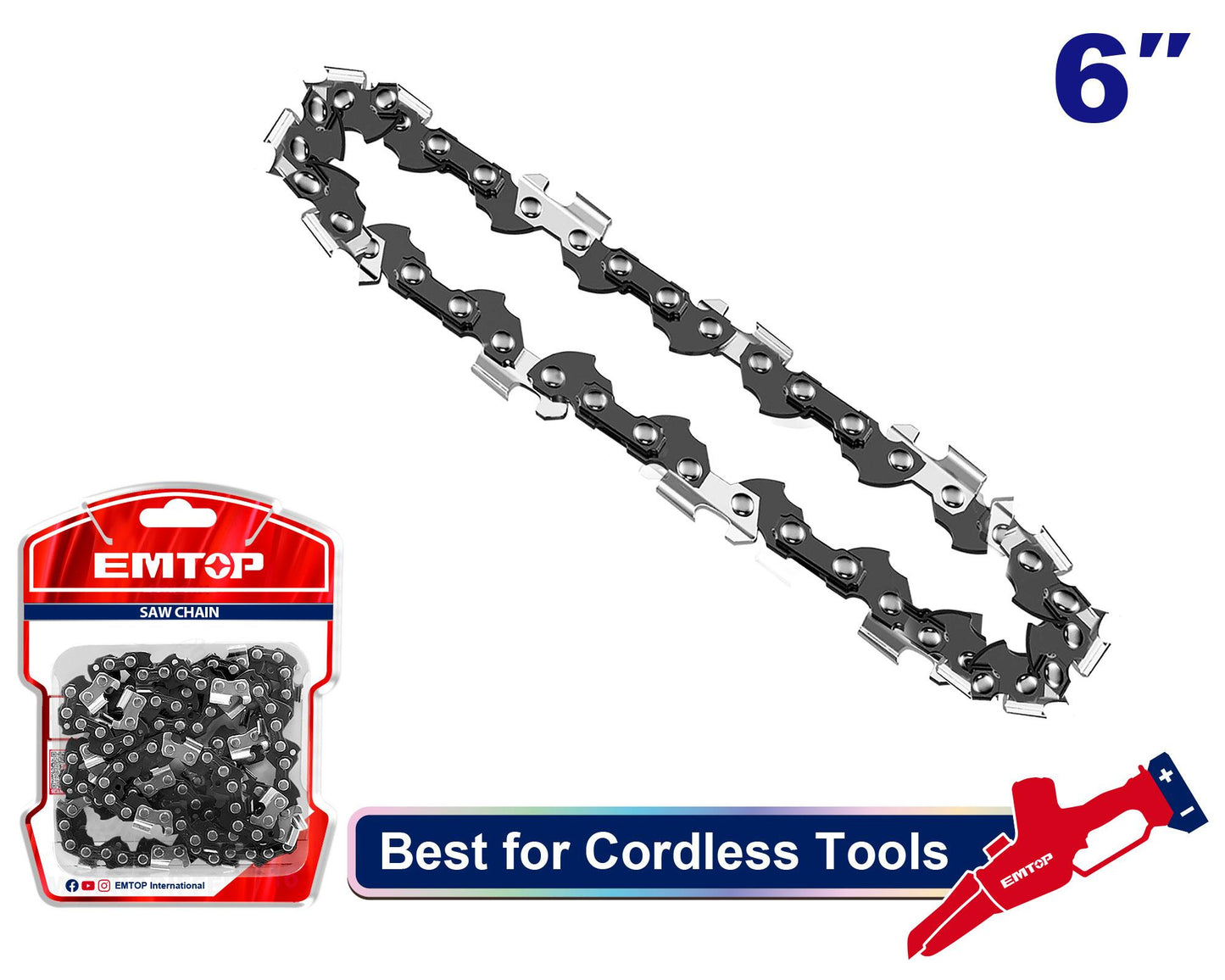 Accesorio - Cadena 6" p/ Motosierra. Emtop ECCL50618