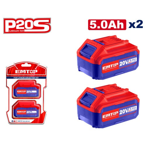 Kit 2x Baterias. 20V 5.0Ah. Emtop