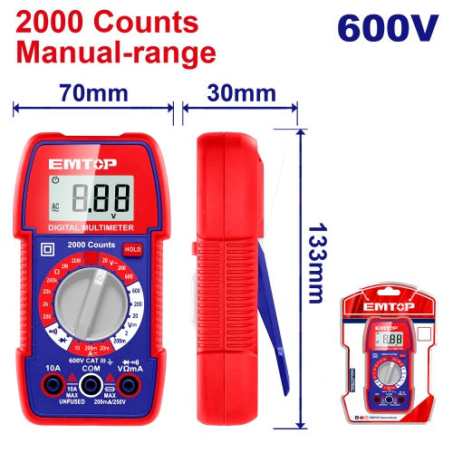 Voltimetro digital CAT. III 600V Emtop