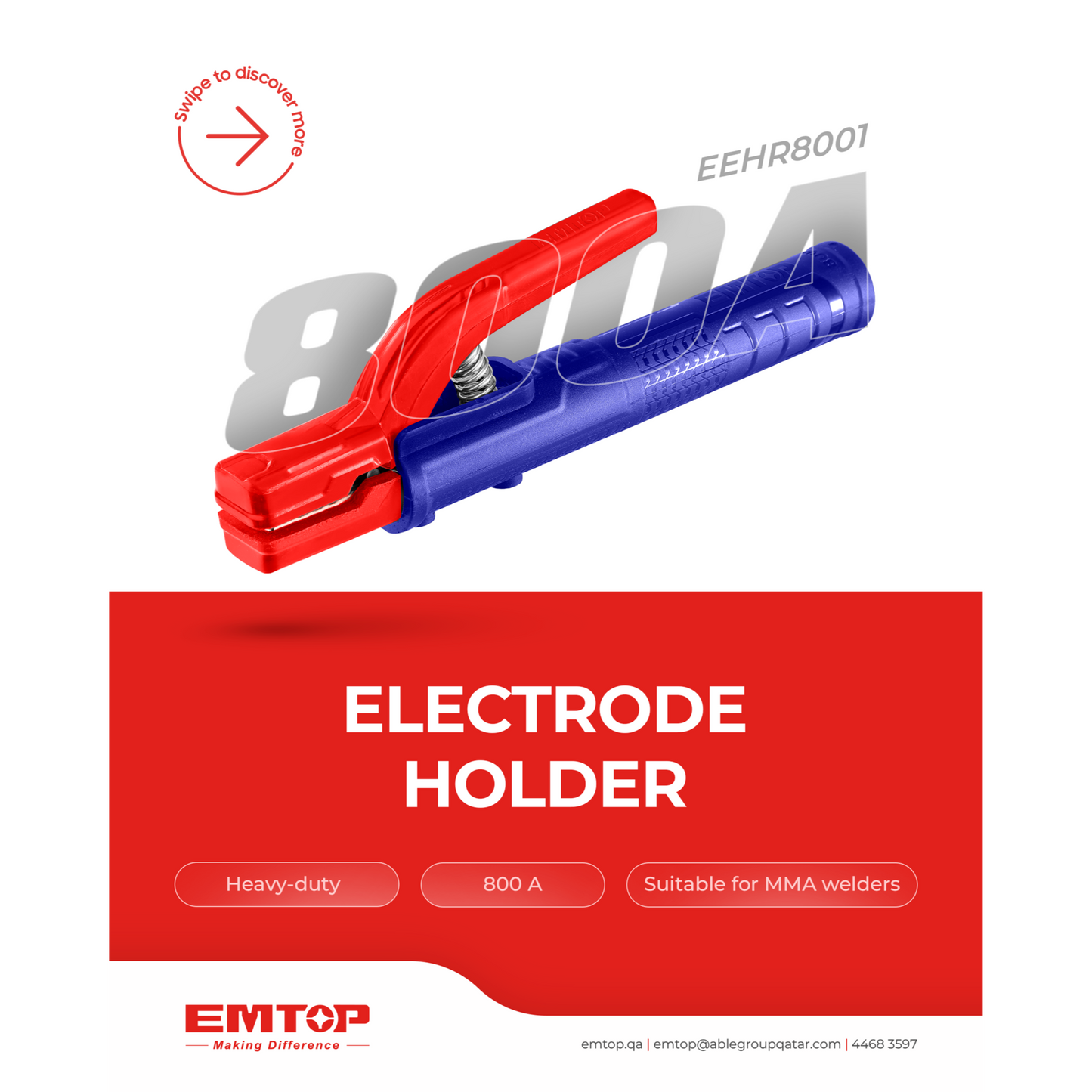 Accesorio - Porta Electrodo 800A para Soldador. Emtop
