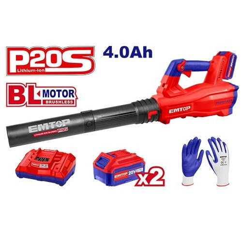 Soplador Industrial BL + 2x Bateria 20V 4Ah. Emtop