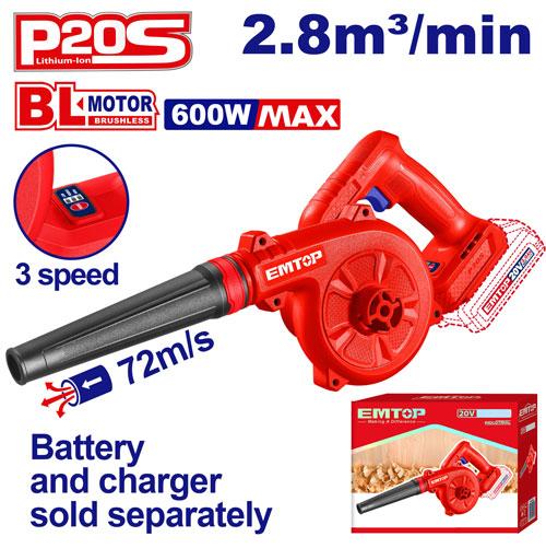 Mini Soplador BL 20V 3Vel. Sin Bateria. Emtop