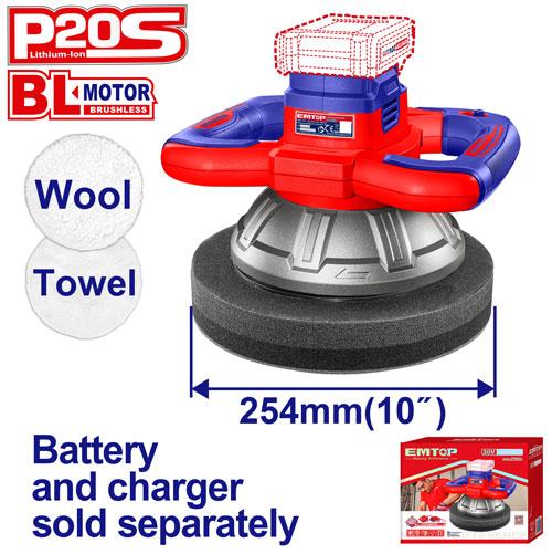 Pulidora Roto-Orbital 254mm 20V BL + Acc. Sin Bateria. EMTOP