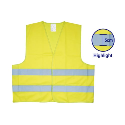 Chaleco reflectivo color amarillo flourescente tamaño XL. Emtop