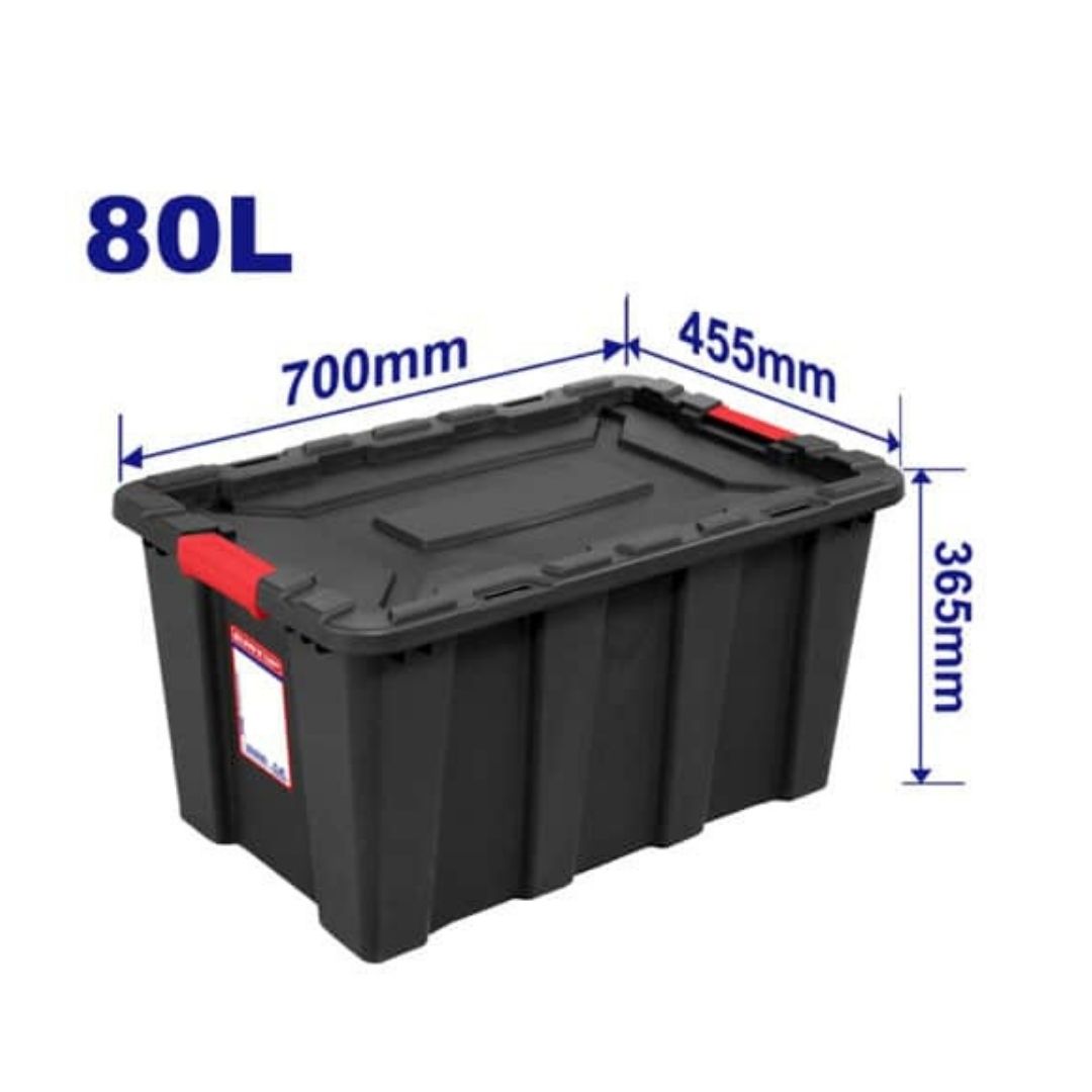 Caja plastica Organizadora 80L (70x46x37cm) Negra. Emtop