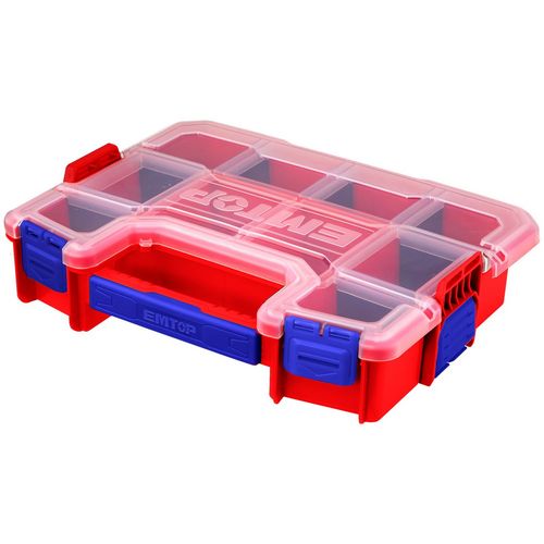 Caja plastica organizadora 12" apilable con 10 divisiones. Emtop