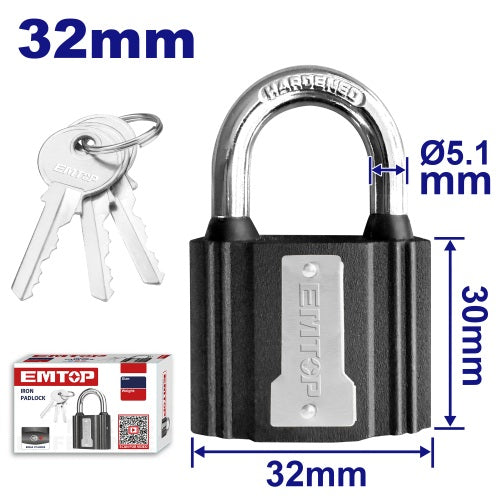 Candado De Hierro 32mm (3 Llaves). Emtop