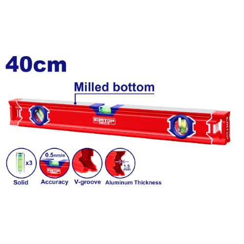 Nivel de aluminio 40cm. Emtop