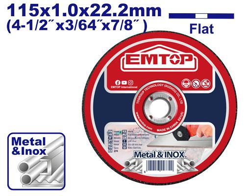 Disco de Corte Ac. Y Ac. Inox. (115x1.0x22.2mm). xUn. Emtop