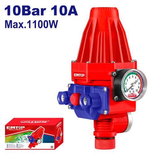 Presurizador 220V 10A 1"x1" 1.5-10bar p/ bomba con reloj Emtop
