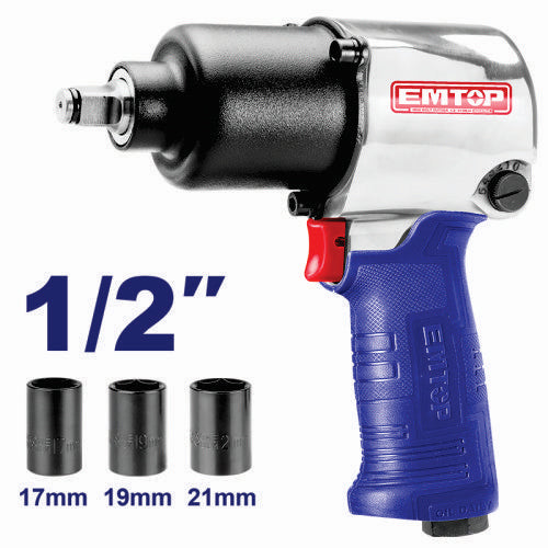 Llave de Impacto Neumatica. 1/2" 610Nm. Emtop + Acc.