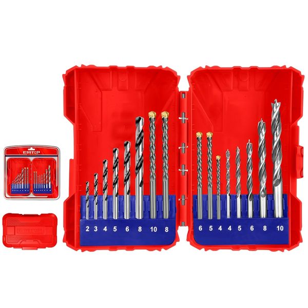 Juego de mechas y puntas 16pzas. Con estuche. Emtop