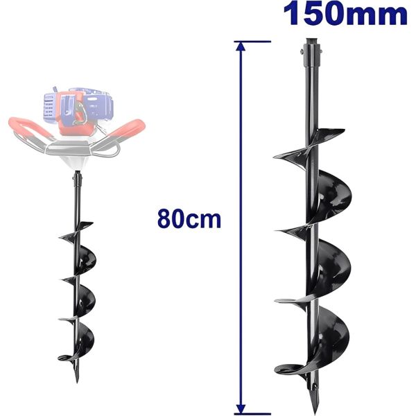 Accesorio - Barrena 150mm x 80cm p/ Perforador de Suelo Emtop