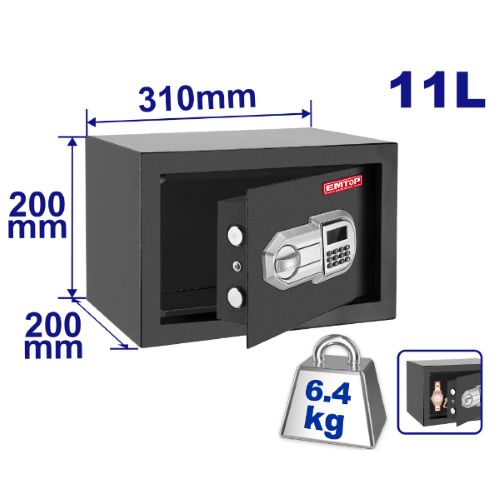 Cofre de Seguridad Digital 11Lt (31x20x20cm). Emtop