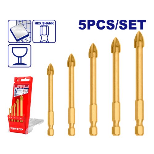 Juego de mechas para vidrios 5pzas. (4-10mm) Emtop