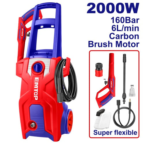 Hidrolavadora 2000W. 160Bar. Con Espumador. Emtop