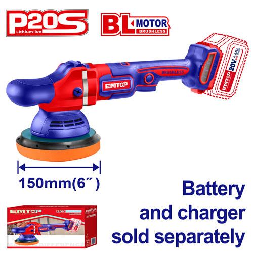 Pulidora 150mm 20V BL. (2000-4500rpm) Sin Bateria. EMTOP