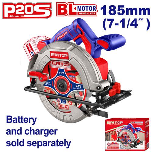 Sierra Circular 185mm BL 20V. Sin Bateria. Emtop