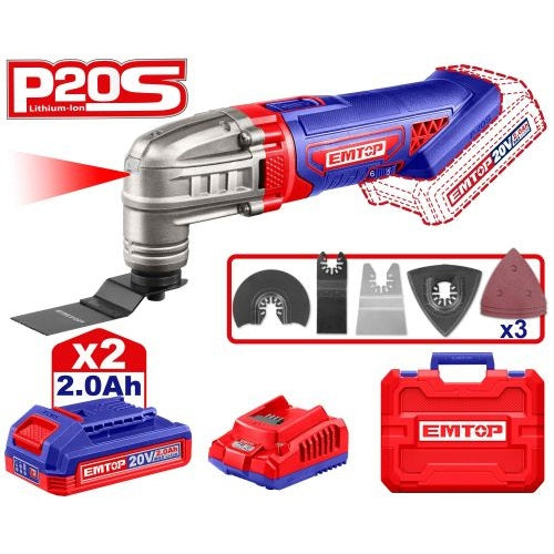Multiherramienta oscilatoria + acc. 1x Bat 20V 2Ah (M). Emtop