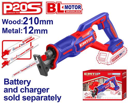 Sierra Sable Reciprocante BL 20V. Sin Bateria. Emtop