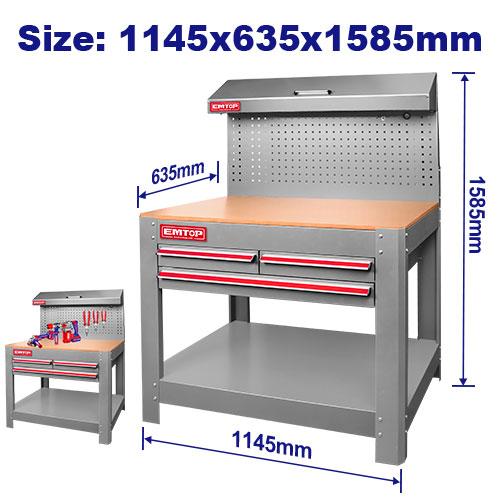 Estacion de trabajo(1145 x 635 x 1585mm) Mesada y cajones Emtop