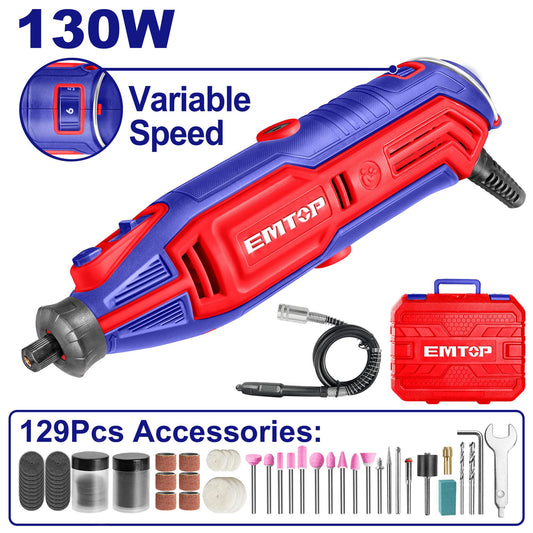 Mini torno 130W Vel. Variable + 129 piezas (M). Emtop