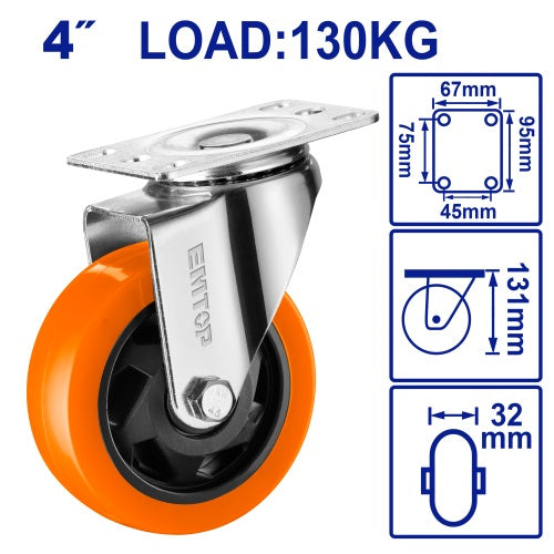 Rueda giratoria 4x1.25" Emtop x Un