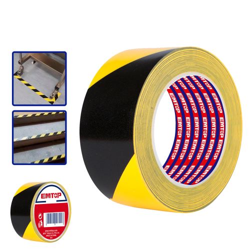 Cinta adhesiva de Seguridad Amarilla/Negro (50mm x 30m). Emtop