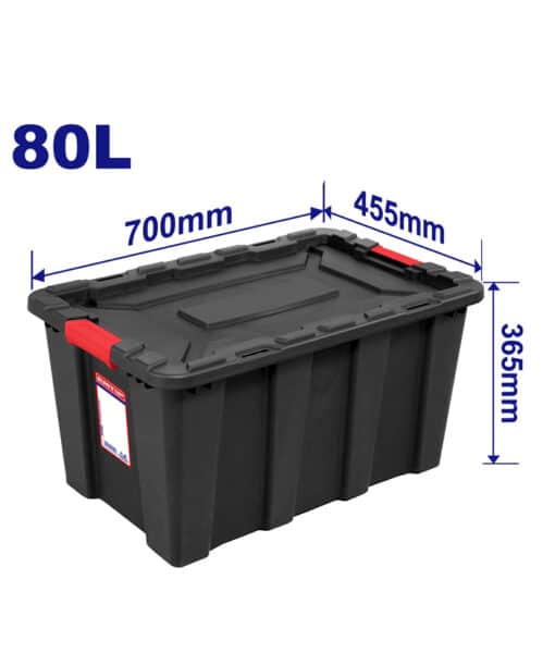 Caja plastica Organizadora 80L (70x46x37cm) Negra. Emtop