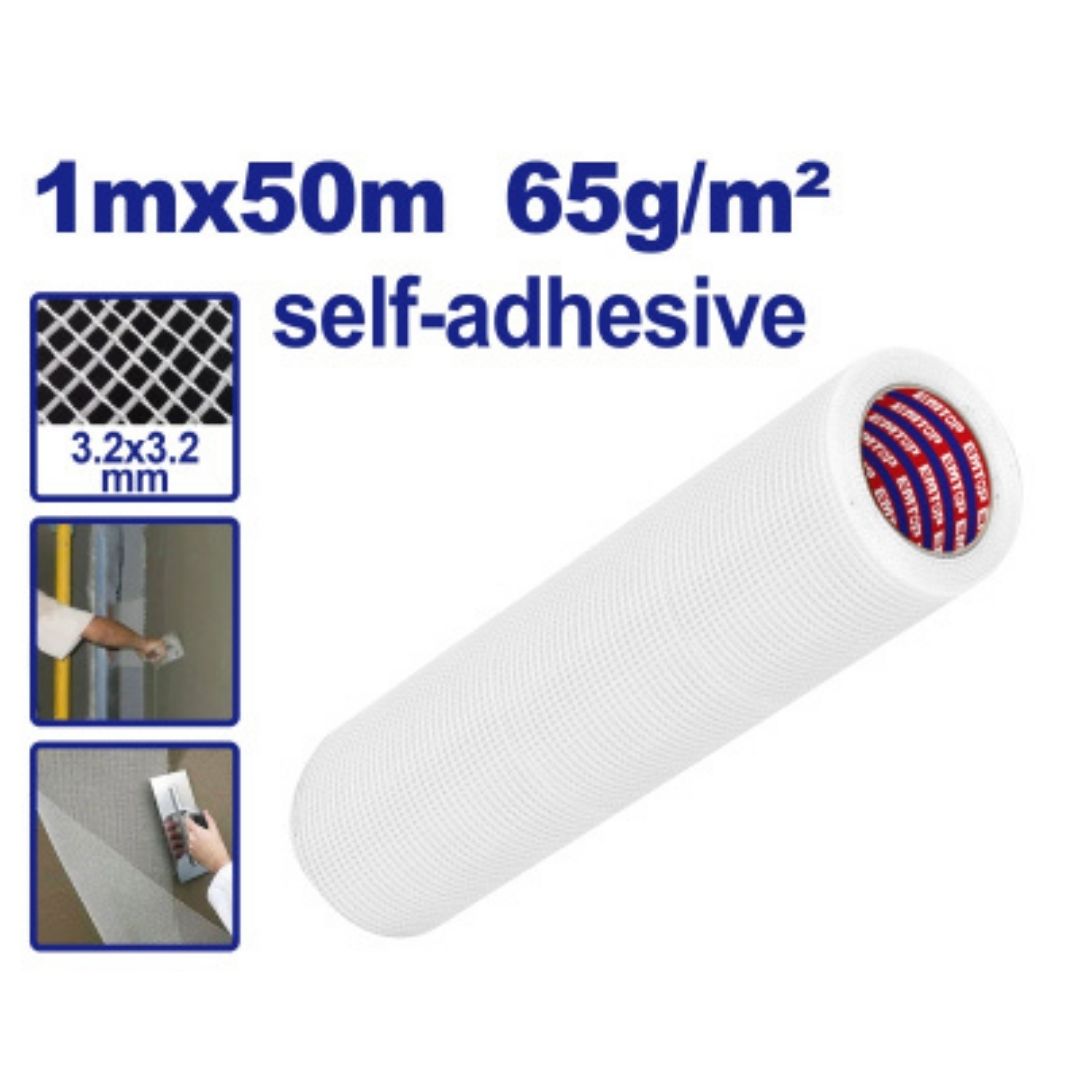 Malla de fibra de vidrio 50x1m 65gr/m2 (3.2x3.2mm). Emtop