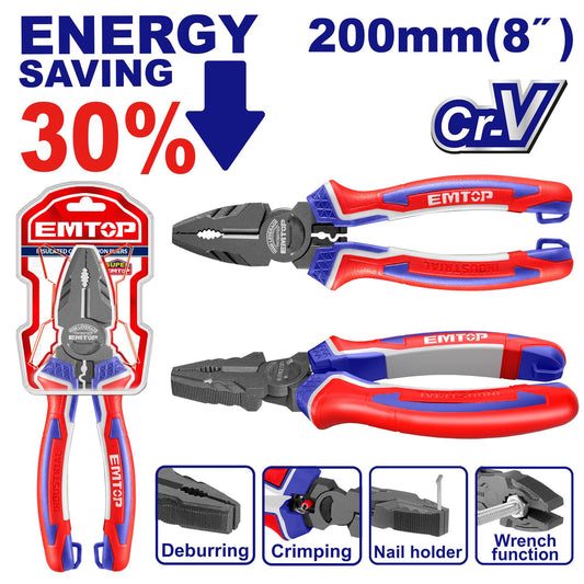 Pinza Universal de alto rendimiento 8" CrV. Emtop