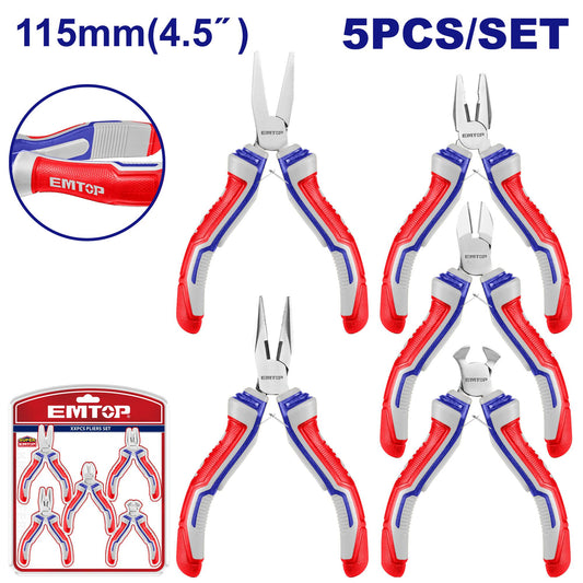 Juego de pinzas 4.5" 5pzas. Emtop