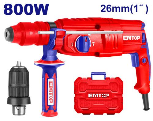 Rotomartillo 800W. 2.5J. 2x Mandril (SDS Plus / 13mm). (M). Emtop