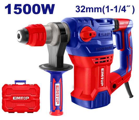 Rotomartillo 1500W. 5.5J. 32mm SDS Plus + Acc. (M). Emtop