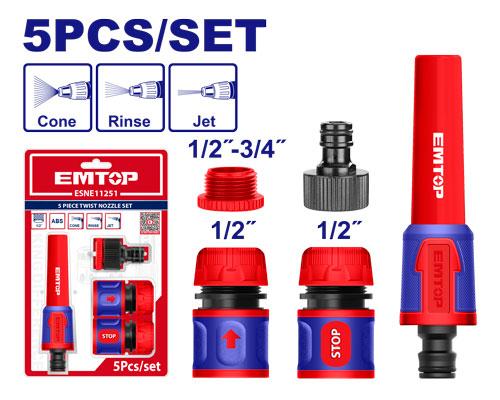 Accesorios de riego 5pzs. (1/2") Emtop Blister