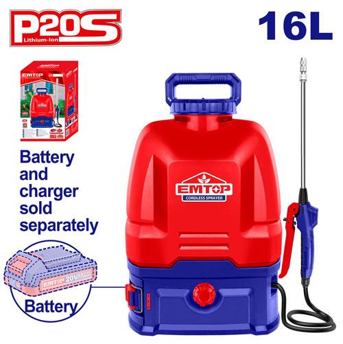 Pulverizador 16L 5Bar. 20V. Sin Bateria. Emtop