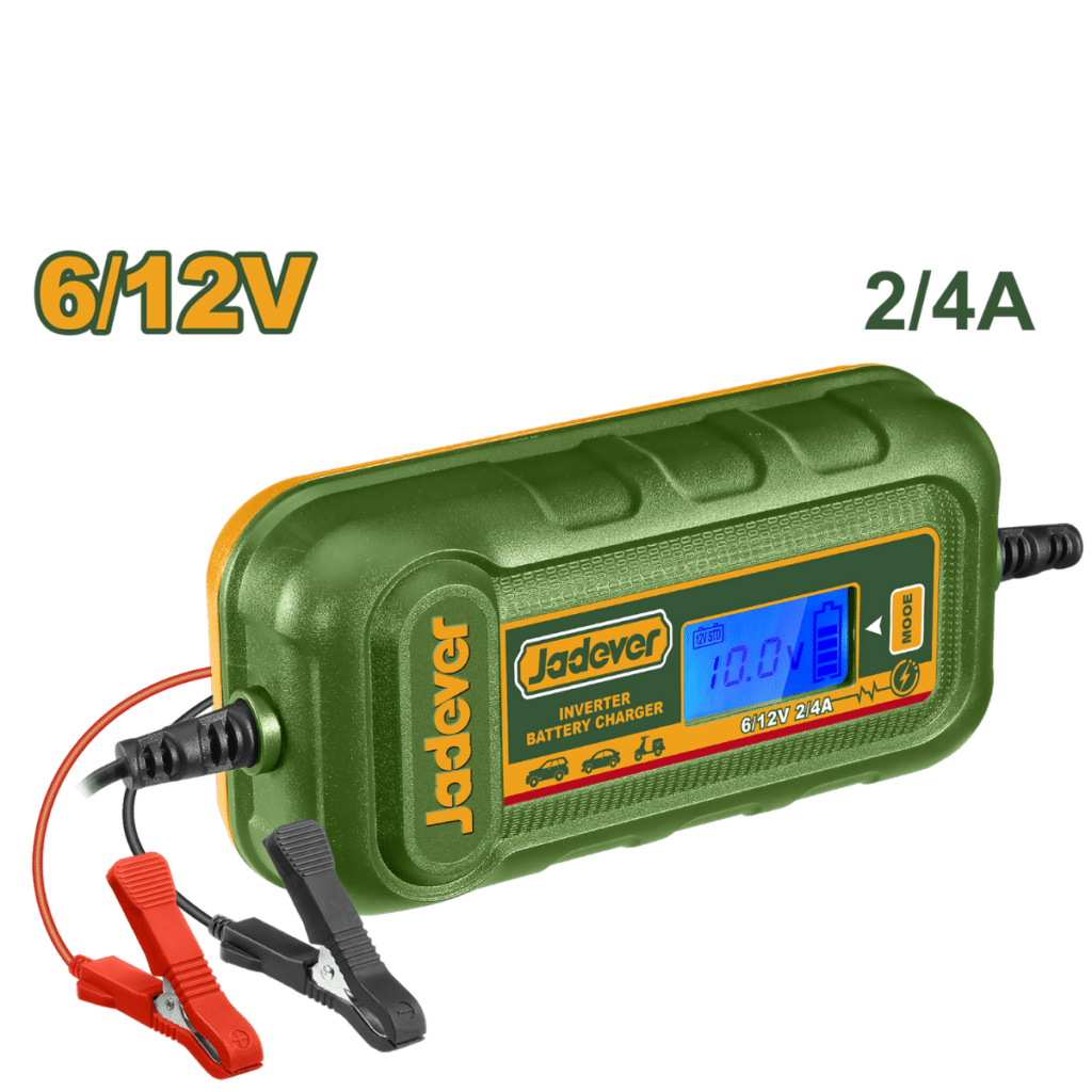 Cargador de baterias para auto 220V. 6/12V Max. 4Ah. Jadever Caja