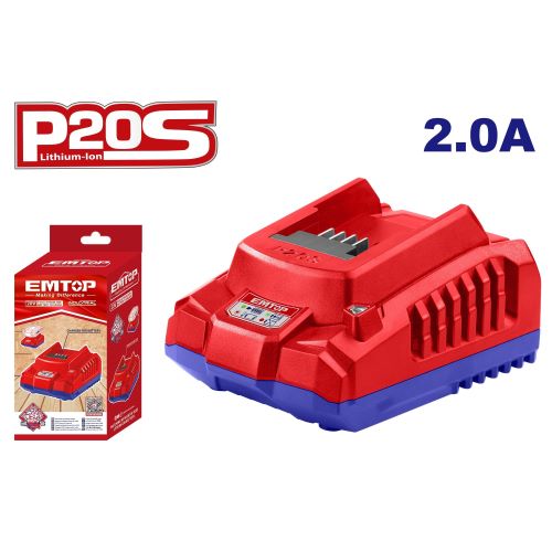 Accesorio - Cargador de bateria. 110V. 20V 2Ah. Emtop*