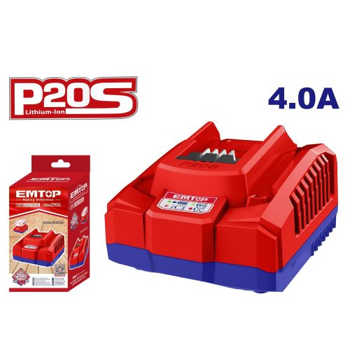 Accesorio - Cargador de bateria. 110V. 20V 4Ah. Emtop*